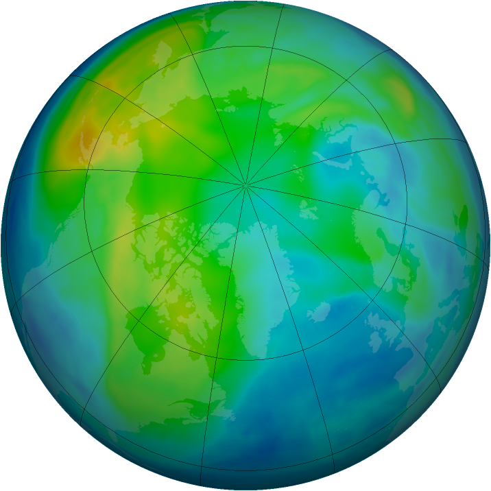 Arctic ozone map for 09 November 2007